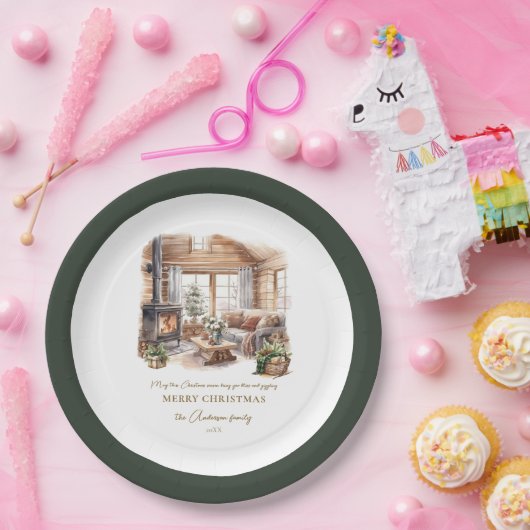Familie Kerstmis Thuis Party Gepersonaliseerd Papieren Bordje (Feest)