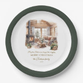 Familie Kerstmis Thuis Party Gepersonaliseerd Papieren Bordje (Voorkant)