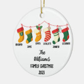 Familie Kerstmis van zes met 6 aangepaste namen Keramisch Ornament (Links)