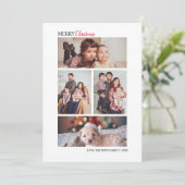 Familie Kerstmis Vier Foto Collage Holiday Card Kaart (Staand voorkant)
