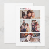 Familie Kerstmis Vier Foto Collage Holiday Card Kaart (Voorkant / Achterkant)