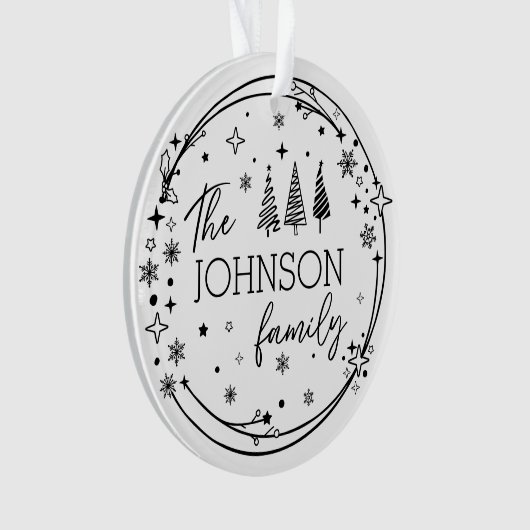 Familie Kerstnaam Monogram Ornament (voorkant)