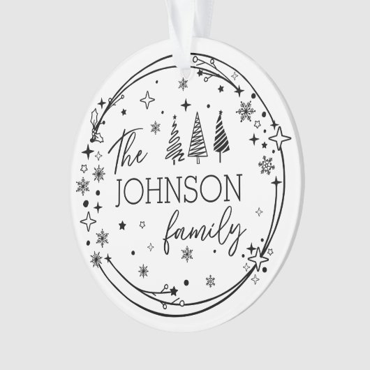 Familie Kerstnaam Monogram Ornament (voorkant)