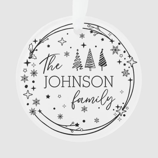 Familie Kerstnaam Monogram Ornament (voorkant)