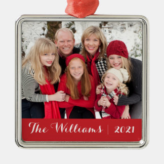 Familie kersttasje | Aangepaste foto en tekst Metalen Ornament