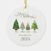Familie Kerstversiering, Gepersonaliseerde Familie Keramisch Ornament (Voorkant)