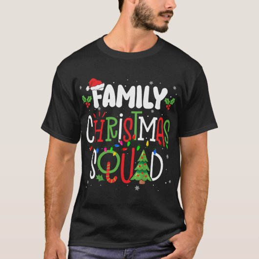 Familie kerstvierkant met gelijke pyjama's Kerstmi T-shirt (Voorkant)