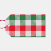 Familie kerstwit groen en rode buffels spelden cadeaulabel (Achterkant Horizontaal)