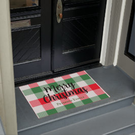 Familie kerstwit groen en rode buffels spelden deurmat