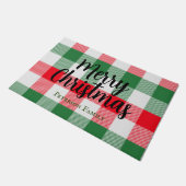 Familie kerstwit groen en rode buffels spelden deurmat (Schuin)