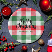 Familie kerstwit groen en rode buffels spelden papieren bordje