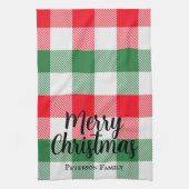 Familie kerstwit groen en rode buffels spelden theedoek (Verticaal)