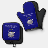 Familie keuken ovenwant & pannenlap set (Voorkant / Achterkant)