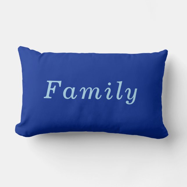 "Familie" Kobalt & Blauw comfortabel gezellig Kussen (Voorkant)