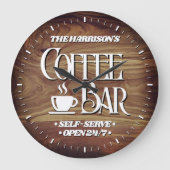 Familie koffiebar gepersonaliseerd grote klok (Voorkant)