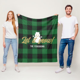 Familie laat het kerstgroene buffelbord sneeuwen fleece deken