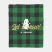 Familie laat het kerstgroene buffelbord sneeuwen fleece deken (Voorkant)