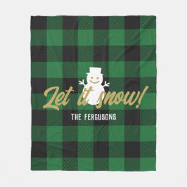 Familie laat het kerstgroene buffelbord sneeuwen fleece deken