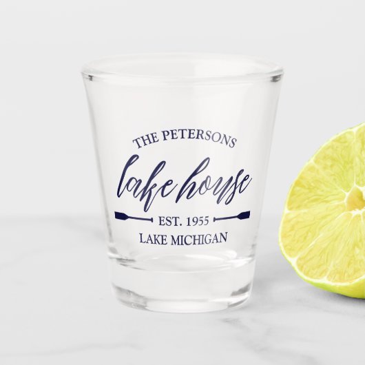 Familie Lake House Verhuur Nautische Custom Decor Shot Glas (Voorkant)