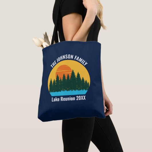 Familie Lake Reunion Schattigee Gepersonaliseerd z Tote Bag (Dichtbij)