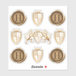 Familie Leeuw Crest Monogram Embleem & Gouden Wasz Sticker