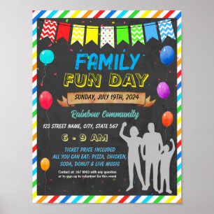 Familie Leuke Dag in School sjabloon Poster