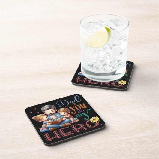 Familie lezen Tijd papa Je bent mijn held Bier Onderzetter (Rechterzijde)