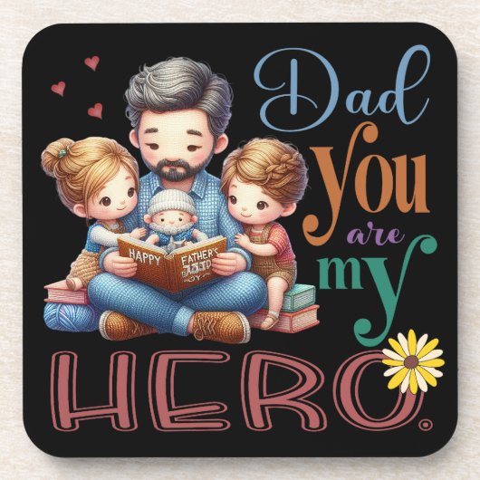 Familie lezen Tijd papa Je bent mijn held Bier Onderzetter (Voorkant)