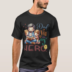 Familie lezen Tijd papa Je bent mijn held T-shirt