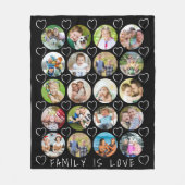 Familie Liefde 20 Foto Collage Harten Custom Kleur Fleece Deken (Voorkant)