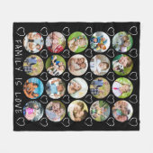 Familie Liefde 20 Foto Collage Harten Custom Kleur Fleece Deken (Voorkant (Horizontaal))
