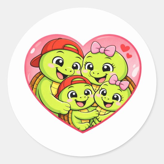 Familie Liefde Bubbel Ronde Sticker (Voorkant)