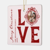 Familie Liefde Doodle Foto Kerstmis Keramisch Ornament (Links)