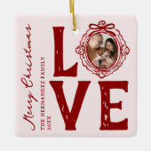 Familie Liefde Doodle Foto Kerstmis Keramisch Ornament (Voorkant)
