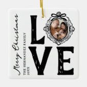 Familie Liefde Doodle Foto Kerstmis Keramisch Ornament (Voorkant)