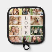 Familie Liefde Fotocollage Gepersonaliseerd Wit Pannenlap (Voorkant)