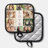 Familie Liefde Fotocollage Gepersonaliseerd Wit Pannenlap (Voorkant / Achterkant)