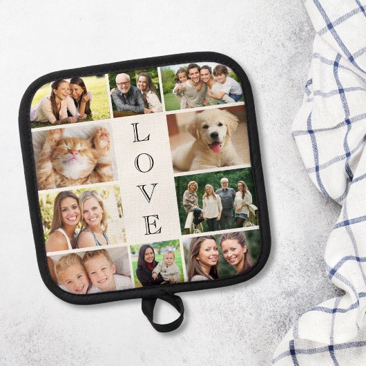 Familie Liefde Fotocollage Gepersonaliseerd Wit Pannenlap