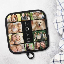 Familie Liefde Fotocollage Gepersonaliseerd Zwart Pannenlap