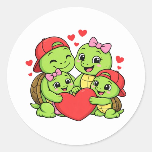 Familie Liefde Hart Ronde Sticker (Voorkant)