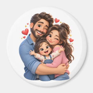 Familie Liefde – Mooie 3D Cartoon magneten