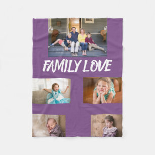 Familie Liefde Paarse Foto Collage Fleece Deken