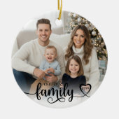 Familie Liefde Script Foto Hart Naam Aangepaste Kl Keramisch Ornament (Voorkant)