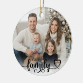 Familie Liefde Script Foto Hart Naam Aangepaste Kl Keramisch Ornament (Links)