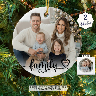 Familie Liefde Script Foto Hart Naam Aangepaste Kl Keramisch Ornament
