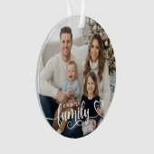 Familie Liefde Script Foto Hart Naam Aangepaste Kl Ornament (voorkant)