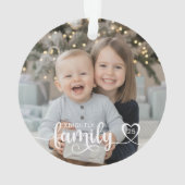 Familie Liefde Script Foto Hart Naam Aangepaste Kl Ornament (achterkant)