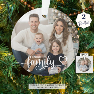 Familie Liefde Script Foto Hart Naam Aangepaste Kl Ornament