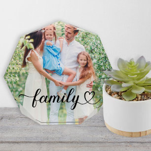 Familie Liefde Zwart Schrift Achtkantige Foto