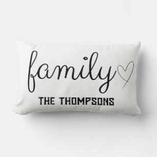 Familie Liefde Zwart Script Custom Naam Kussen